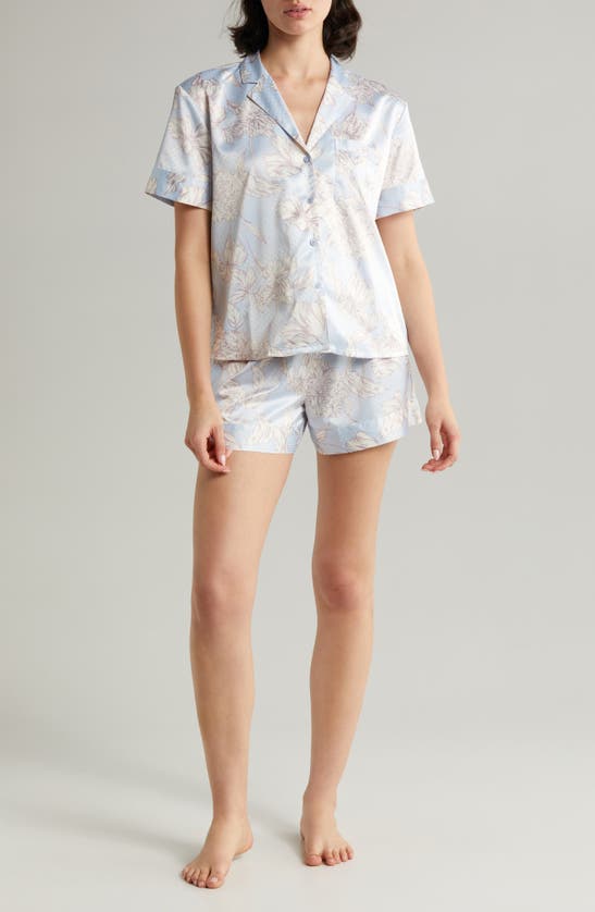 Shop Nordstrom Dobby Satin Short Pajamas In Blue Feather Henriette Floral