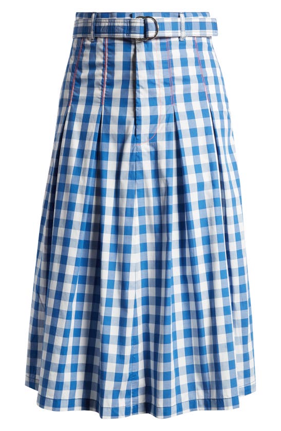 Shop Agbobly Gender Inclusive Gingham Pleated Skirt In Navy Uniform Check