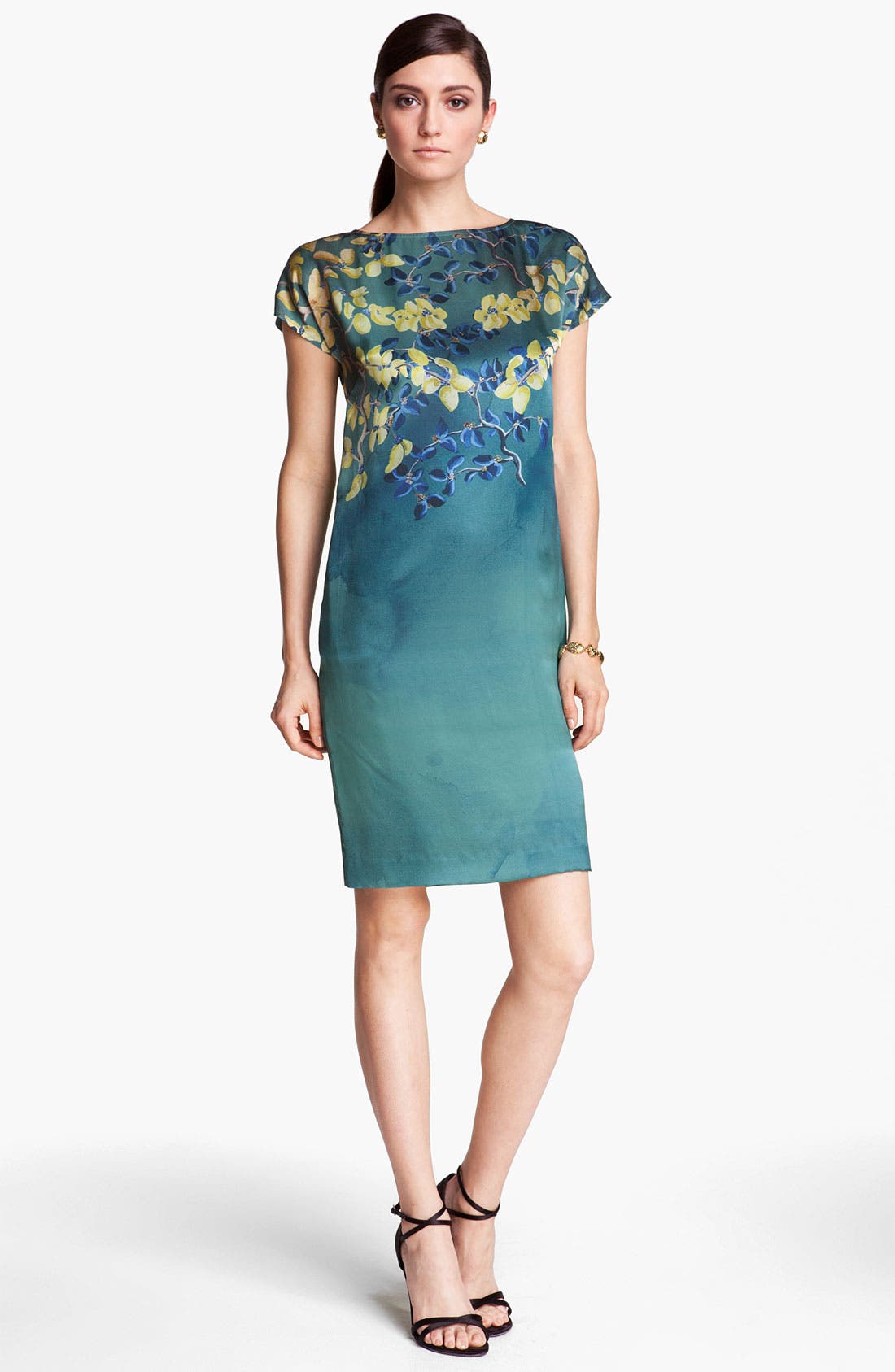 St. John Collection Floral Print Silk Charmeuse Dress Nordstrom