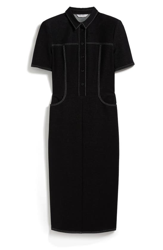 Shop Max Mara Faro Jersey Shirtdress In Black