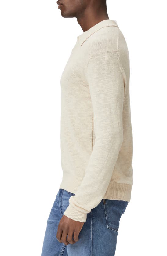 Shop Paige Valdez Cotton & Linen Johnny Collar Sweater In Tan Ceramic
