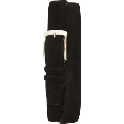 Mezlan Suede Belt, Black