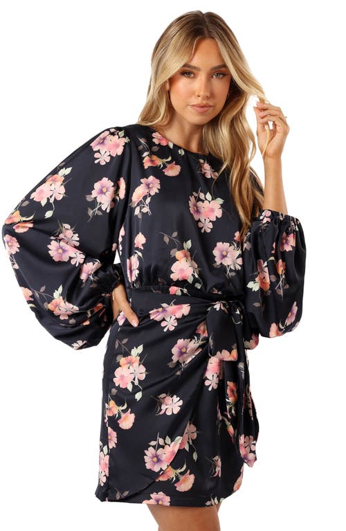 Petal And Pup Petal & Pup Emillia Floral Print Long Sleeve Minidress In Black