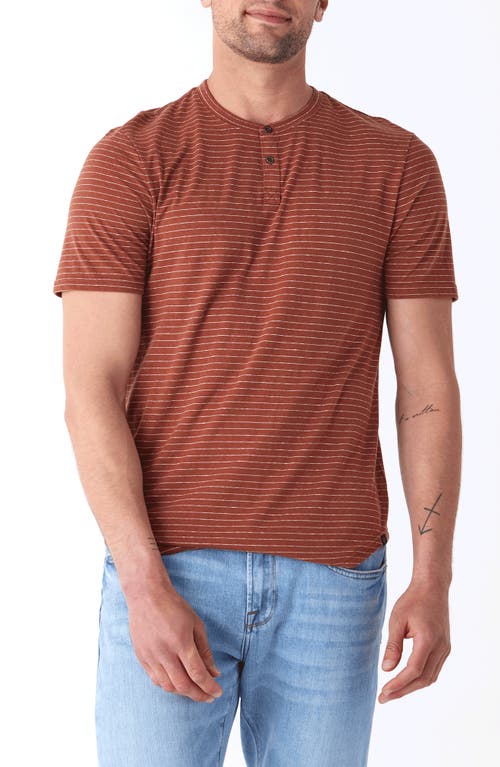 Shop Threads 4 Thought Stripe Short Sleeve Henley In Sandalwood/ecru