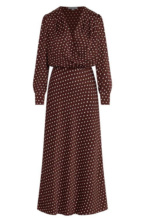 Shop Favorite Daughter The Nita Long Sleeve Satin Maxi Dress In Sangria Ditsy Dot