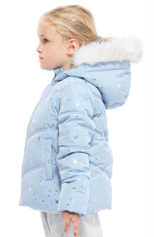 Rokka&rolla Kids' Heavyweight Puffer Jacket In Blue Fog Silver Star