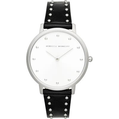 Rebecca Minkoff Major Stud Leather Strap Watch, 35Mm