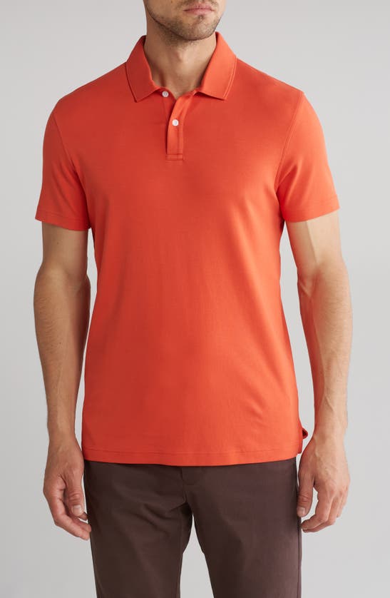 Shop 14th & Union Solid Interlock Polo In Red Sunset