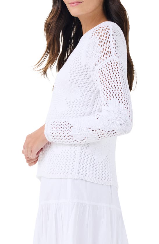 Shop Nic + Zoe Bloom Open Stitch Sweater In Paper White