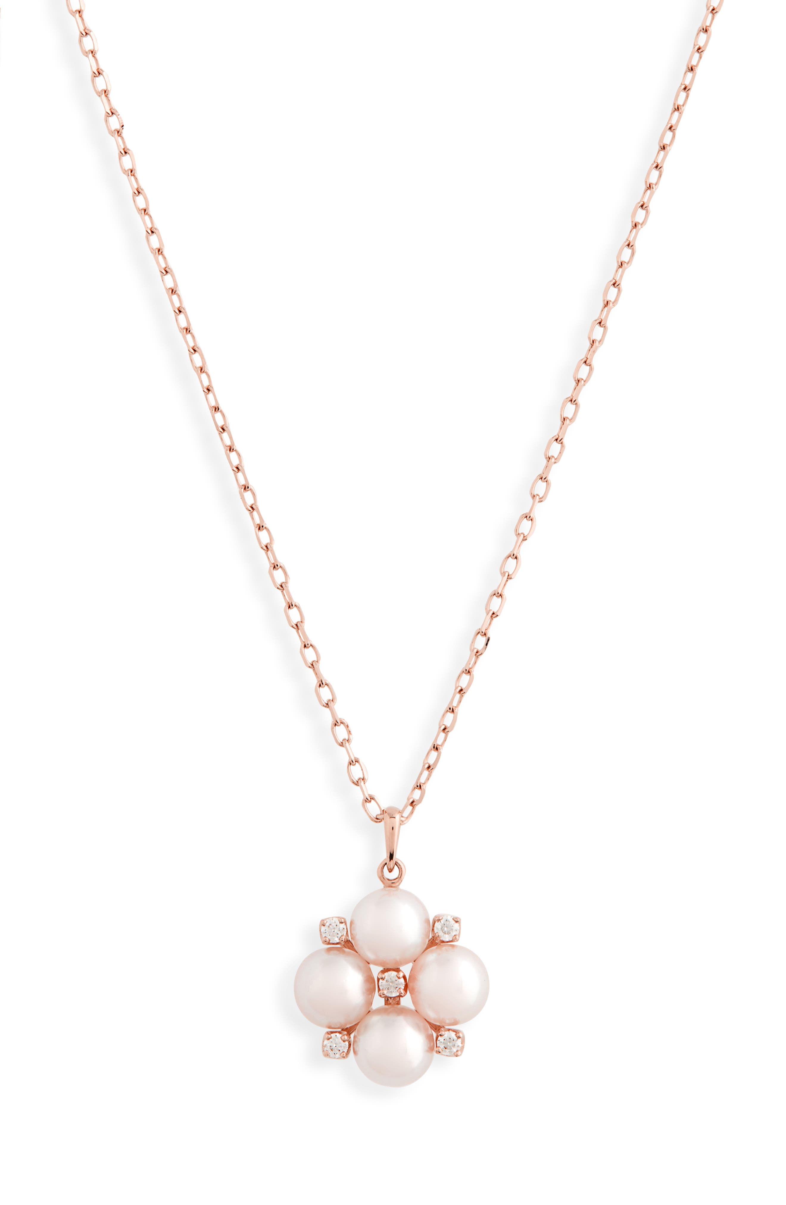 Mikimoto Pearl & Diamond Cluster Pendant Necklace Nordstrom