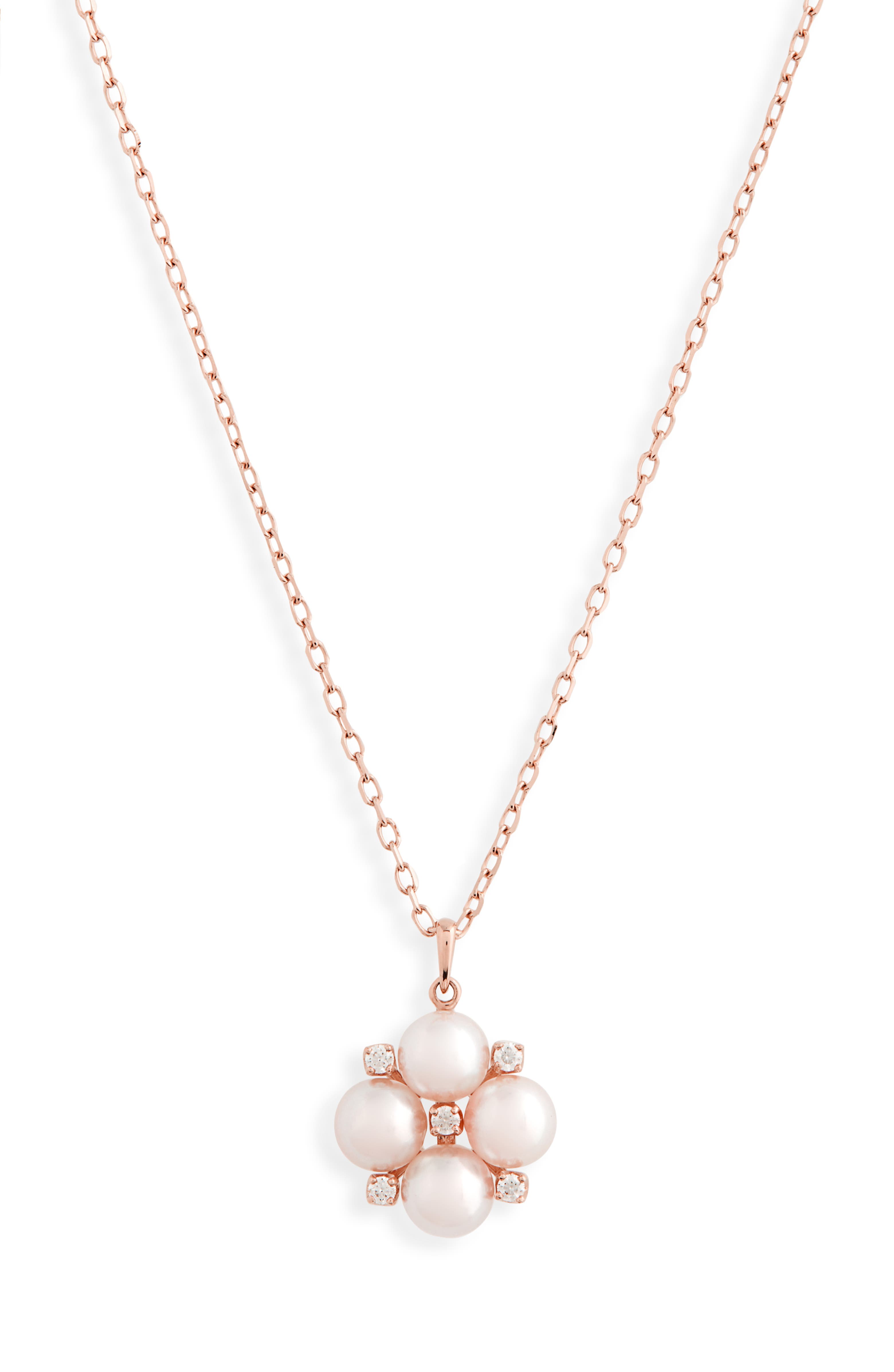 Mikimoto Pearl And Diamond Cluster Pendant Necklace Nordstrom