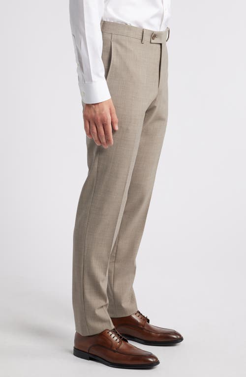 Jack Victor Patrick Flat Front Stretch Wool Dress Pants In Taupe