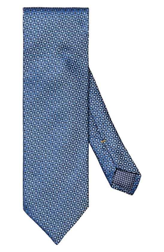 Shop Eton Circles Silk Tie In Dark Blue
