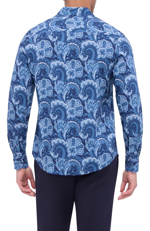 Shop Bugatchi Julian Paisley Ecovero™ Viscose Button-up Shirt In Navy