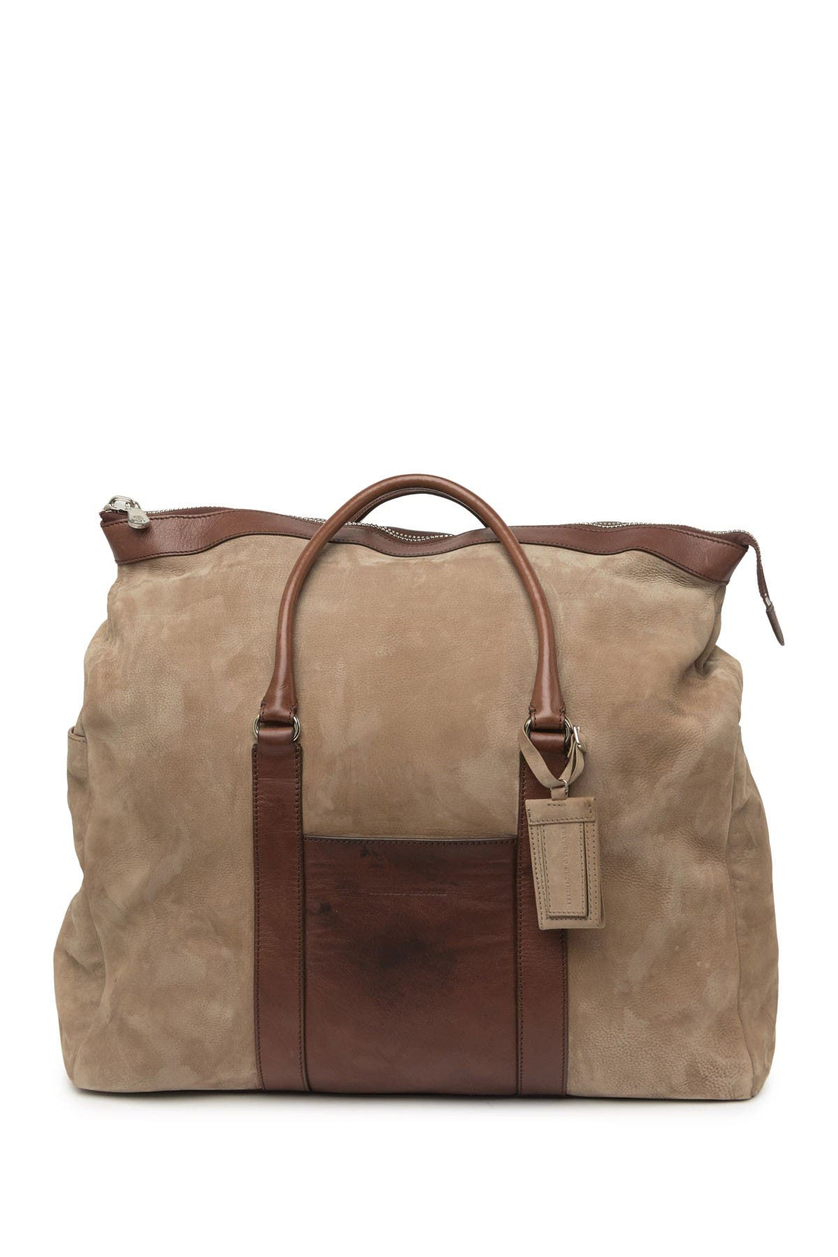 Brunello Cucinelli Contrast Suede & Leather Handbag In Open Brown9