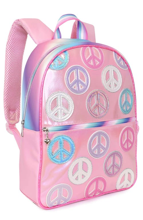 Shop Omg Accessories Kids' Peace Sign Backpack & Stuff Pouch Set In Bubble Gum