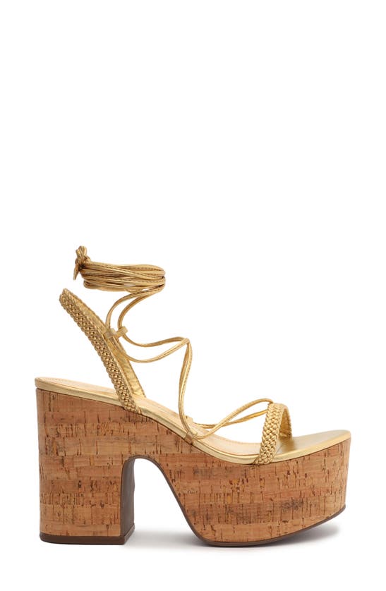 Shop Schutz Maxima Lace-up Platform Sandal In Ouro Claro Orch