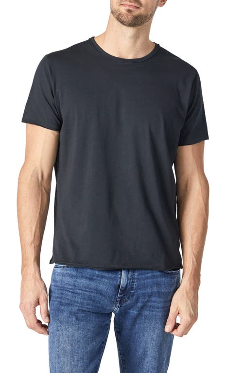 Raw Edge Cotton T-Shirt in Black