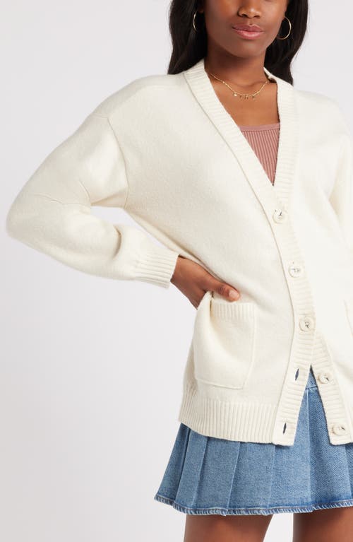 Shop Bp. Oversize Front Pocket Cotton Blend Cardigan In Ivory Dove