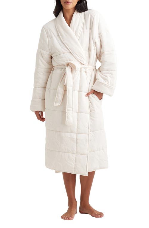 Shop Papinelle Cuddle Puffa Quilted Robe In Sea Salt