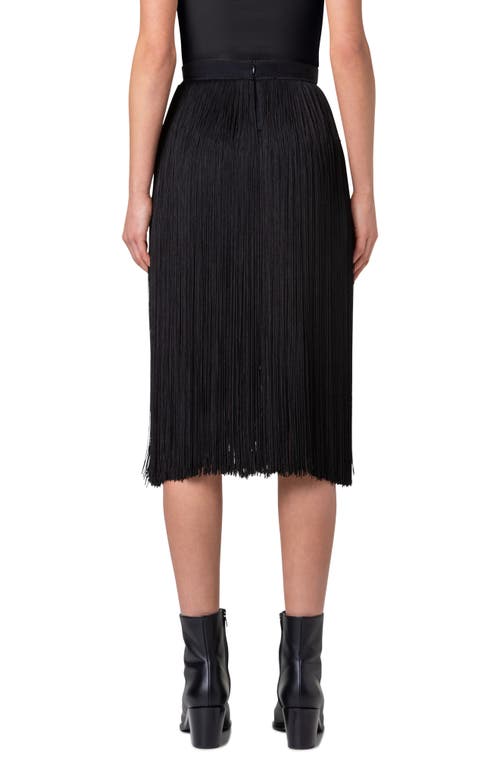 Shop Akris Asymmetric Fringe Silk Crepe Skirt In Black