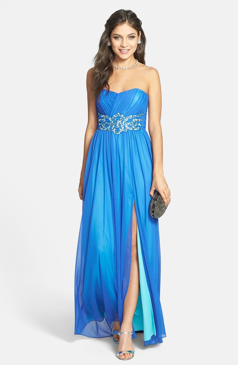 Way-In Embellished Strapless Gown (Juniors) (Online Only) | Nordstrom