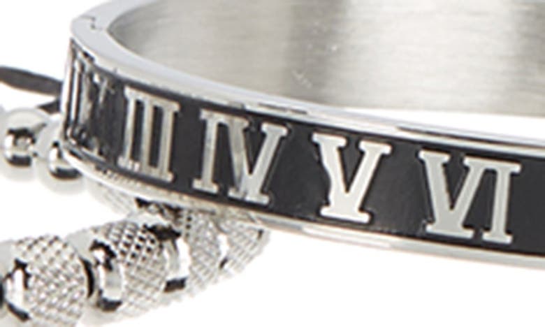 Shop Eye Candy Los Angeles 3-piece Alain Roman Numeral Mixed Titanium Bracelet Set In Silver