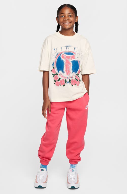 Shop Nike Kids' Sportswear Cotton Graphic T-shirt In Pale Ivory/aster Pink