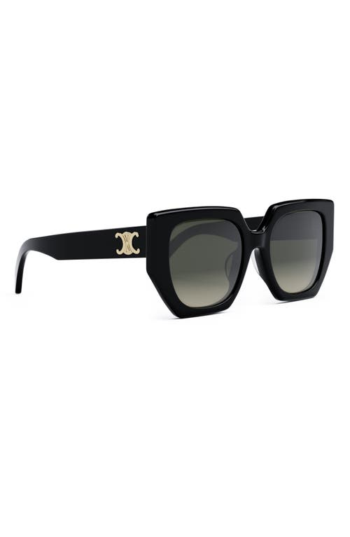 Celine Triomphe 55mm Butterfly Sunglasses In Shiny Black/gradient Brown