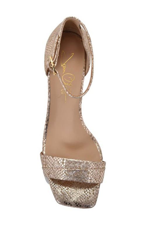 Joan Oloff Simone Sandal In Champagne Metallic Snake