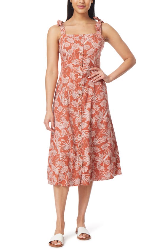 linen dress with buttons Linen Button-Down Midi Dress main image 1