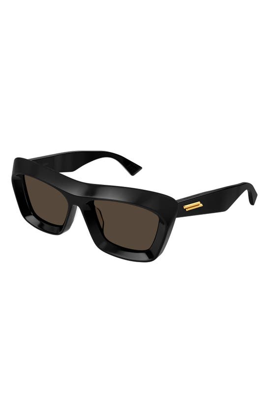 Shop Bottega Veneta 53mm Rectangular Sunglasses In Black