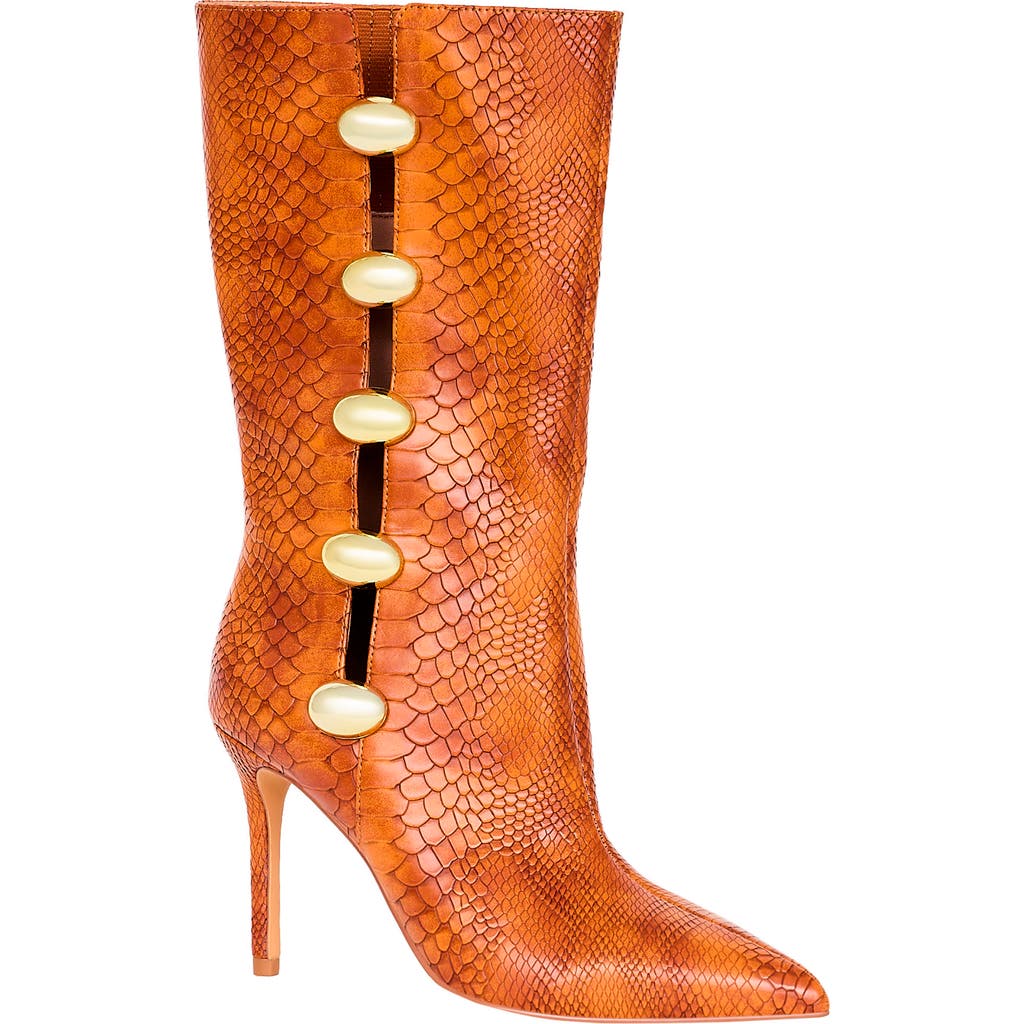 KATY PERRY KATY PERRY THE REVIVAL SNAKESKIN EMBOSSED POINTED TOE MID CALF BOOT