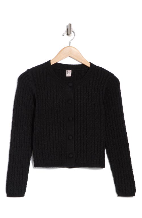 By Design Bambie Cable Knit Crop Cardigan In Black