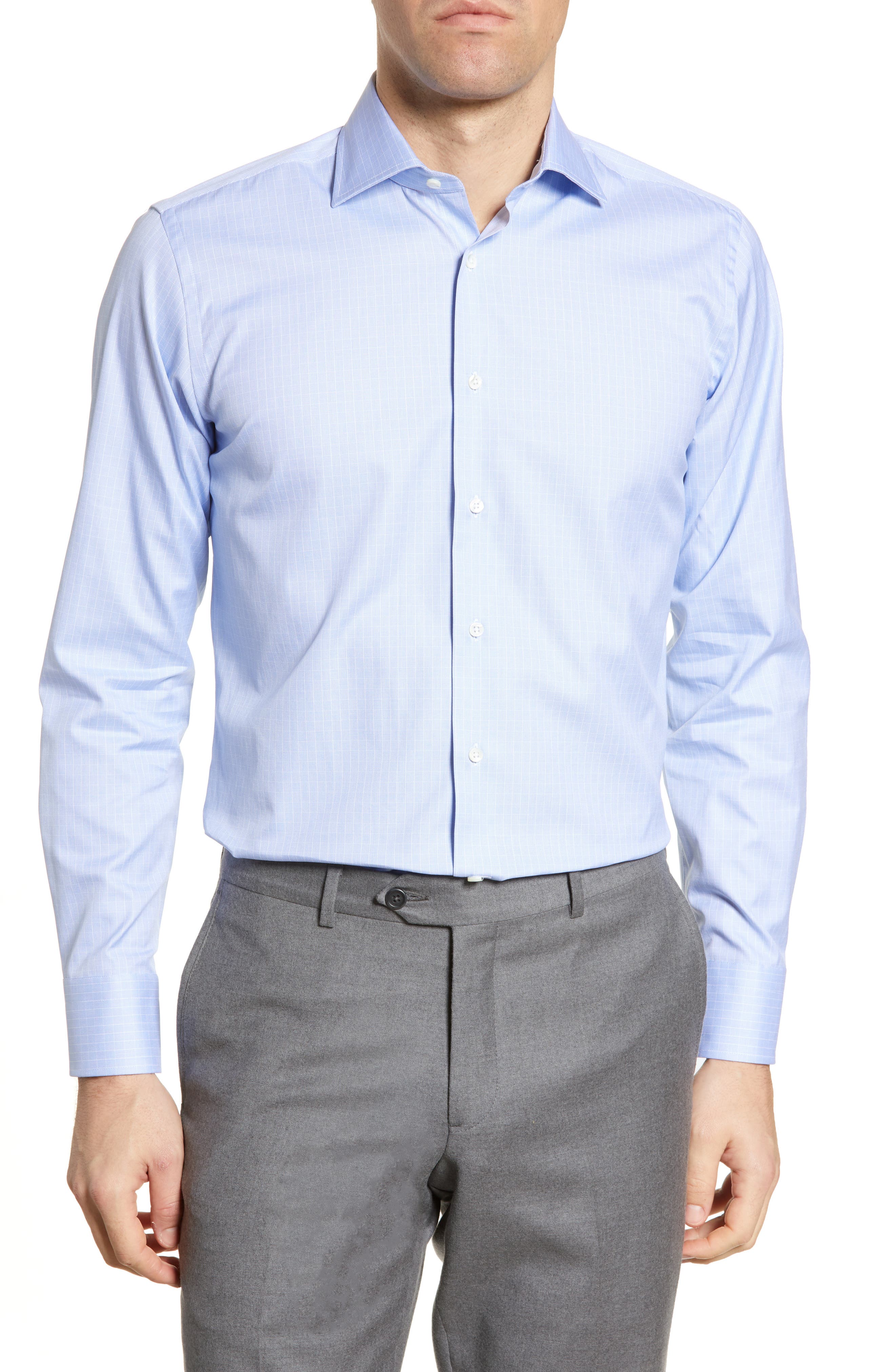 Canali Regular Fit Check Dress Shirt Nordstrom