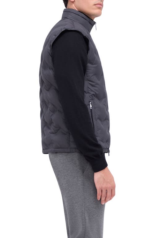 Shop Bugatchi Water Repellent Chevron Quilted Puffer Vest In Black