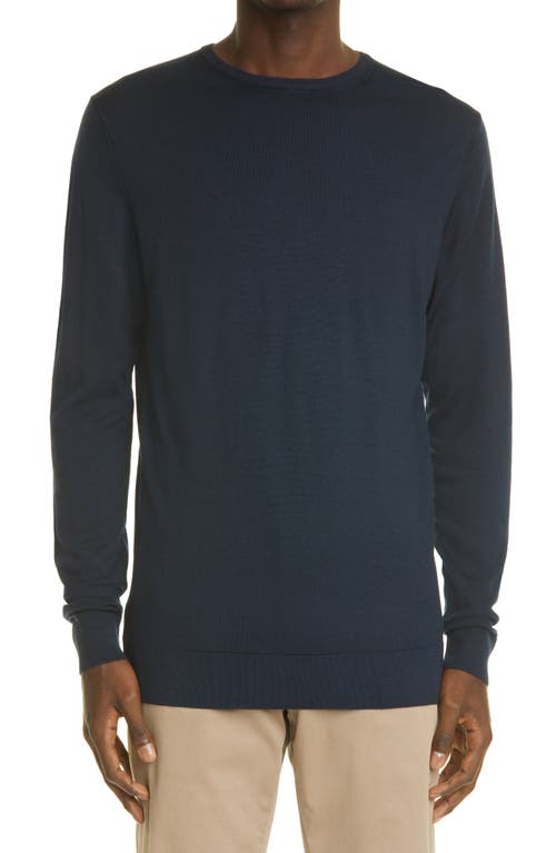 Sunspel Merino Wool Crewneck Sweater in Light Navy