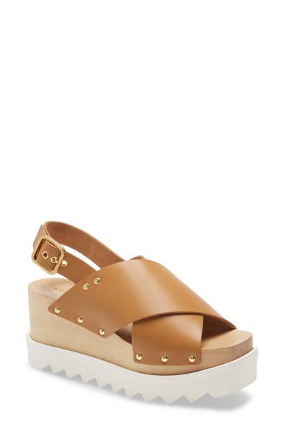 STELLA MCCARTNEY CROSS STRAP PLATFORM SANDAL,800006W1C40