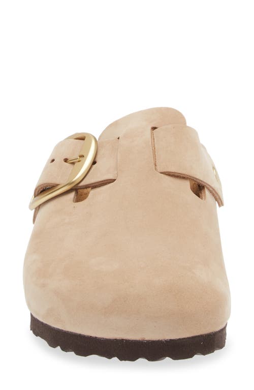 Birkenstock Boston Big Buckle Womens Nubuck Leather Clogs In Sandcastle