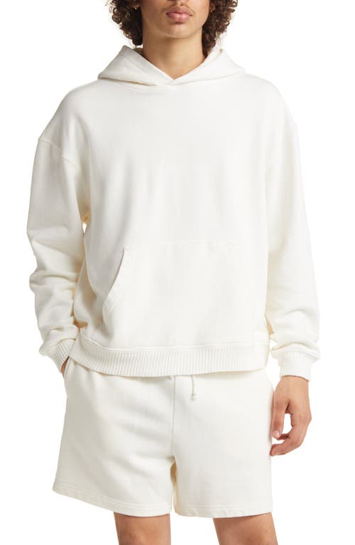 Core Oversize Organic Cotton Brushed Terry Hoodie in White