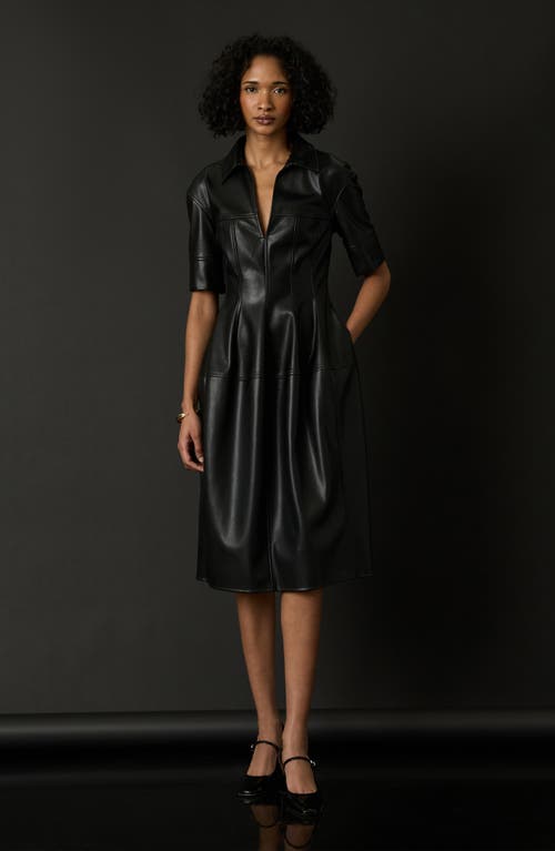 Shop Luxely Faux Leather Dress In Black