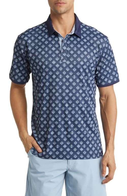 Jackson Geo Pattern Golf Polo in Navy-Sky