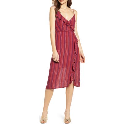 Rails Ariel Stripe Faux Wrap Dress, Red