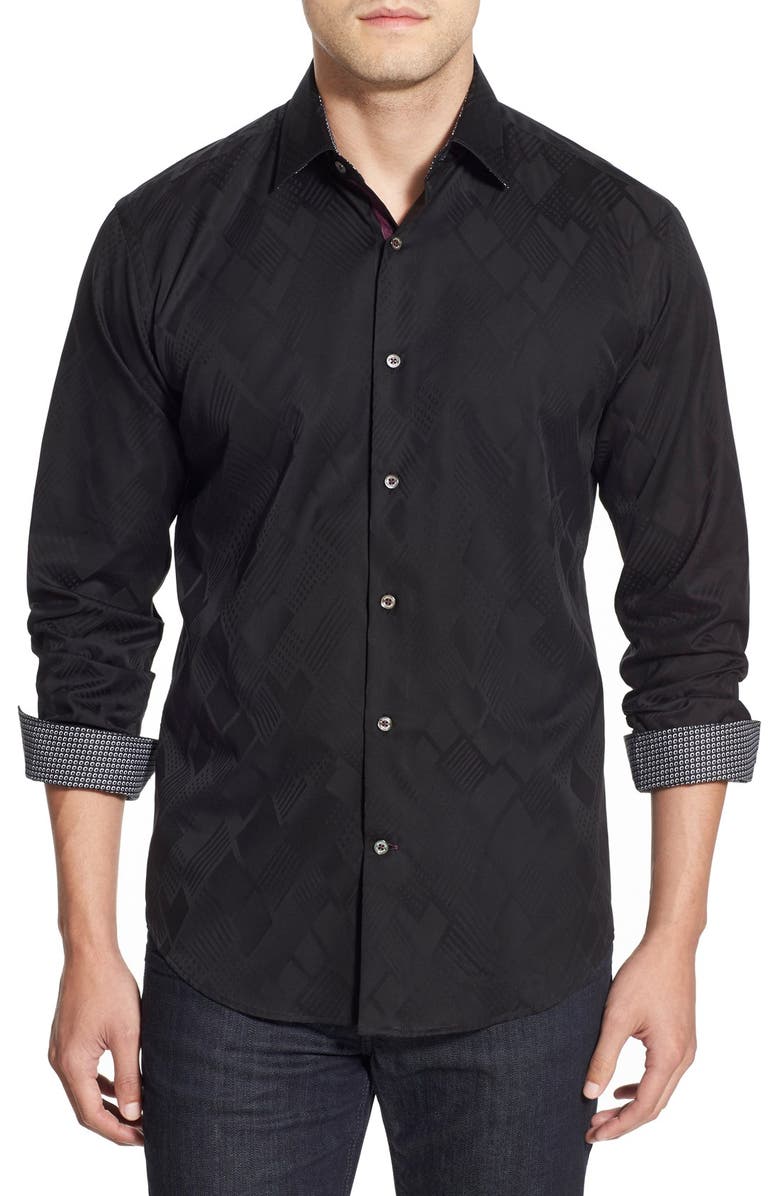 Bugatchi Shaped Fit Woven Long Sleeve Sport Shirt | Nordstrom