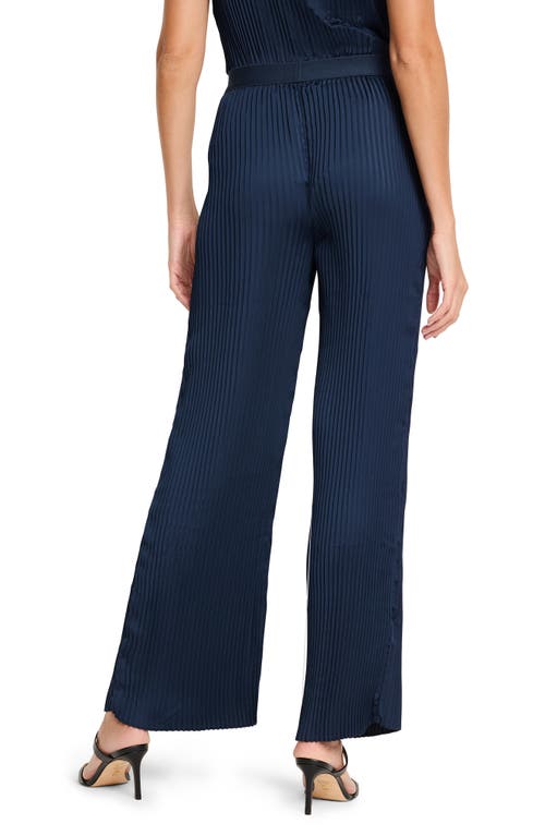 Nic + Zoe Nic+zoe Crinkle Plissé Crepe Wide Leg Pants In Dark Indigo