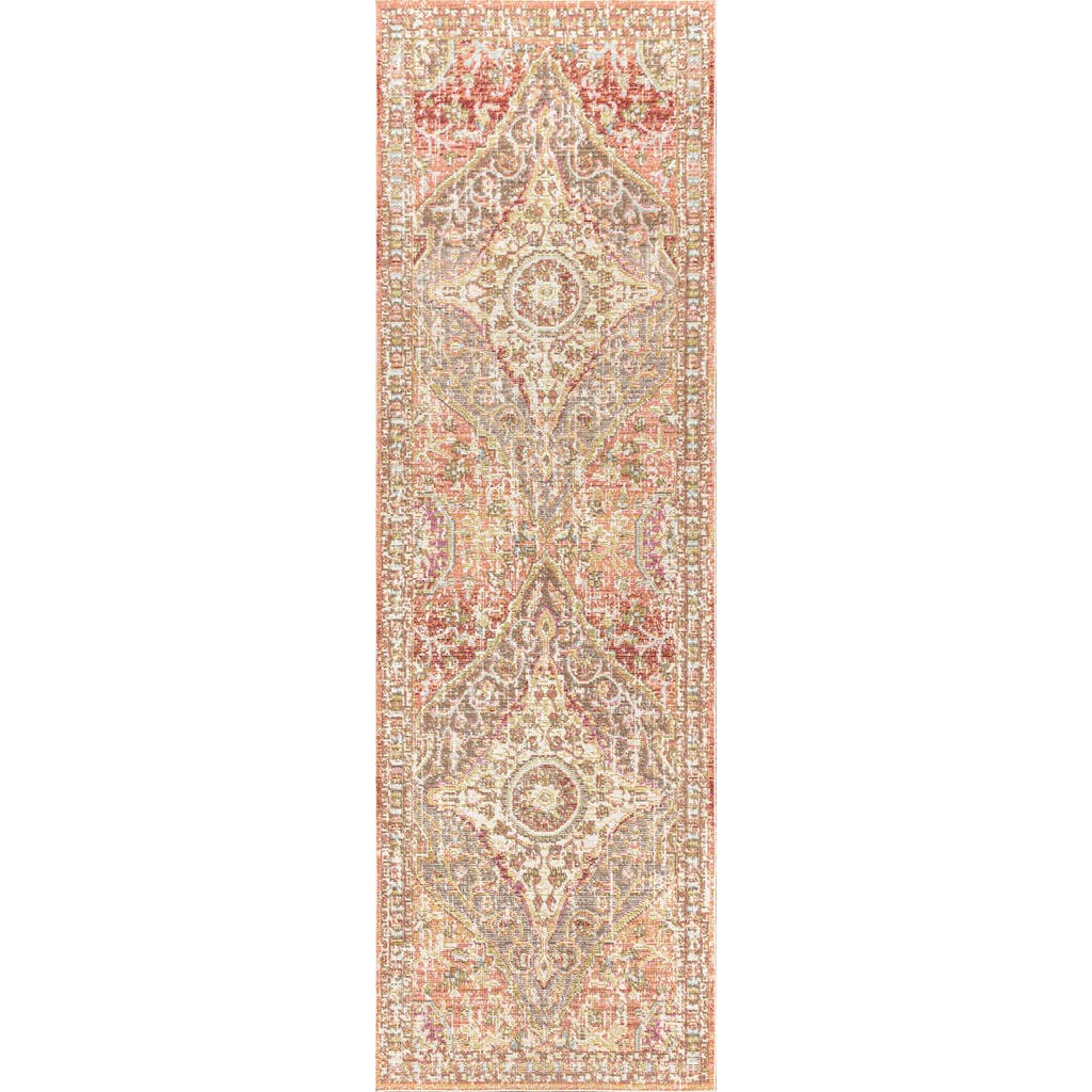 Jonathan Y Petras Modern Ornate Medallion Area Rug In Brown/pink
