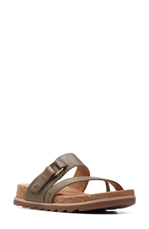 Clarks(r) Yacht Beach Sandal in Olive Leather