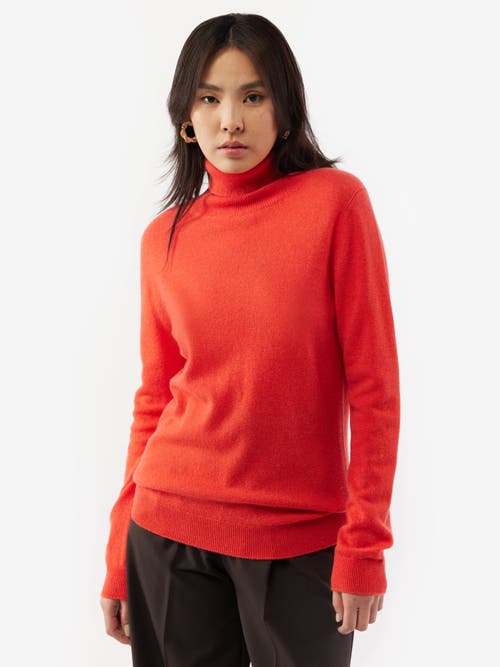 Shop Gobi Cashmere Classic Turtle Neck In Fiesta