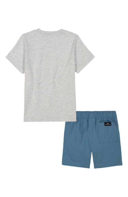 Shop Quiksilver Graphic T-shirt & Drawstring Shorts In Assorted Grey/blue