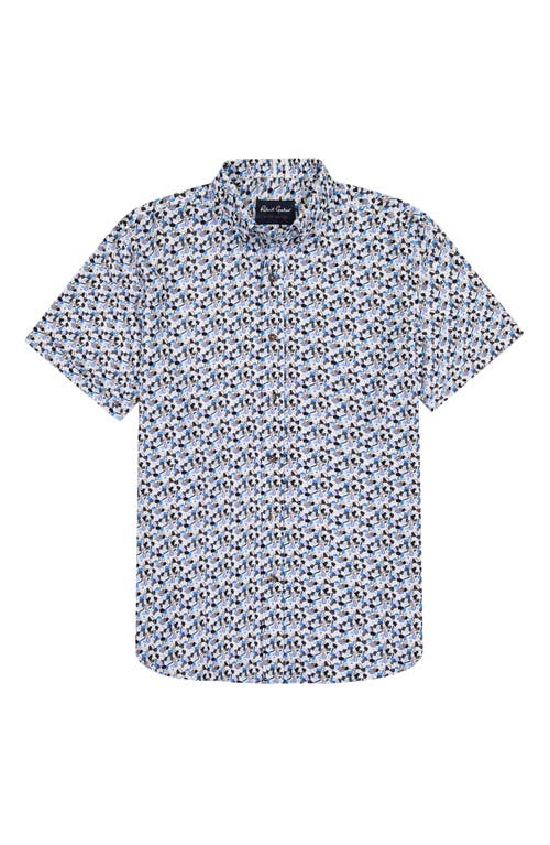 Shop Robert Graham Vance Abstract Print Short Sleeve Button-up Shirt In Blue